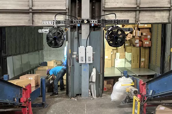 dual power breezer sky units mounted in a loading dock